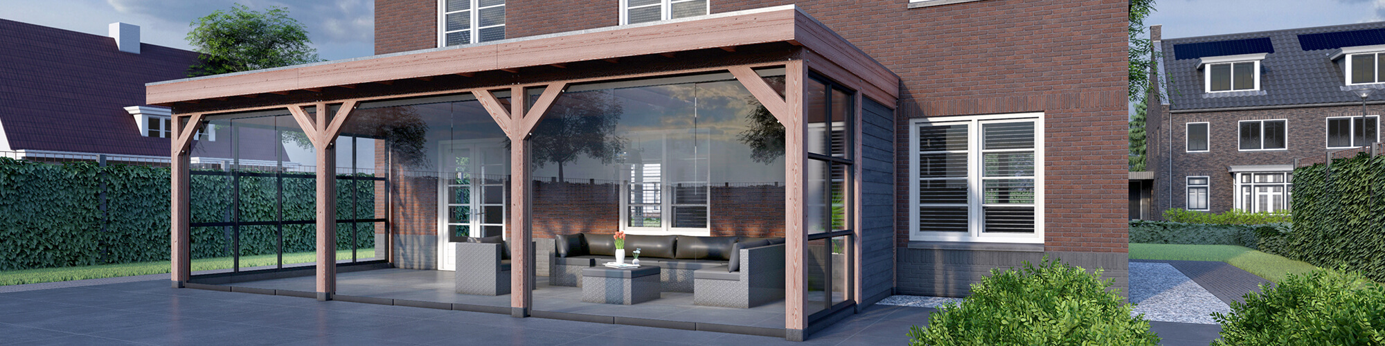 Houten veranda aan huis